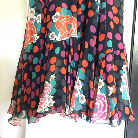 Vivienne Tam Silk Floral Polka Dot Spaghetti Strap Party Prom Cocktail Dress 2 - Picture 6 of 8